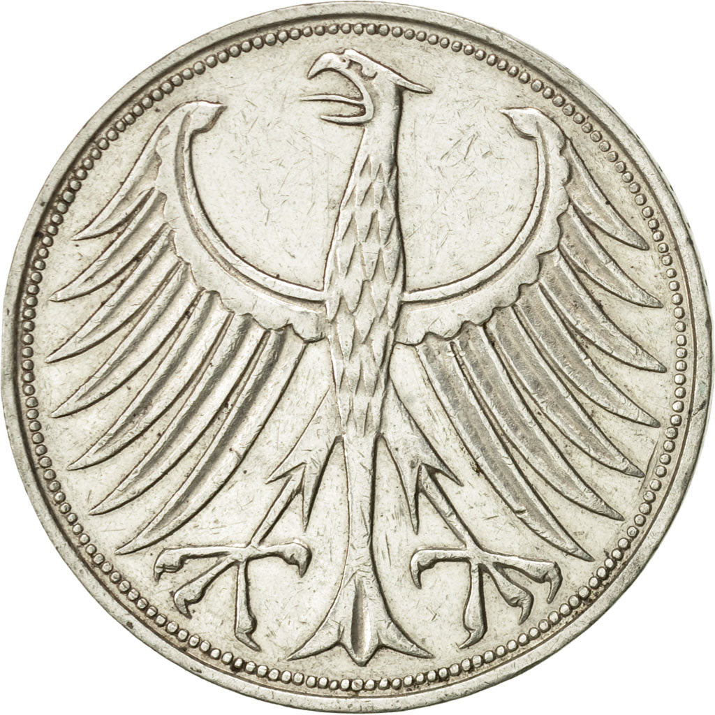 Coin, GERMANY - FEDERAL REPUBLIC, 5 Mark, 1965, Stuttgart, AU(55-58), Silver