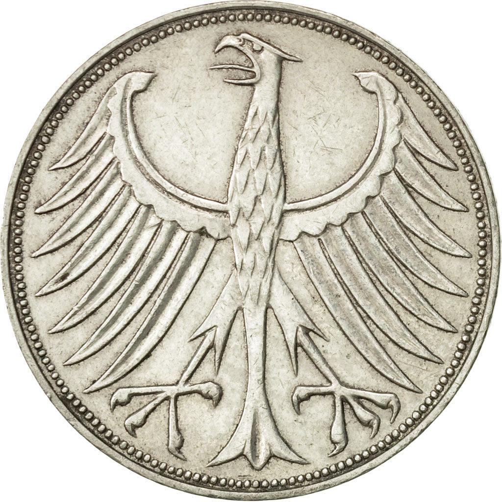 GERMANY - FEDERAL REPUBLIC, 5 Mark, 1968, Munich, AU(55-58), Silver, KM:112.1