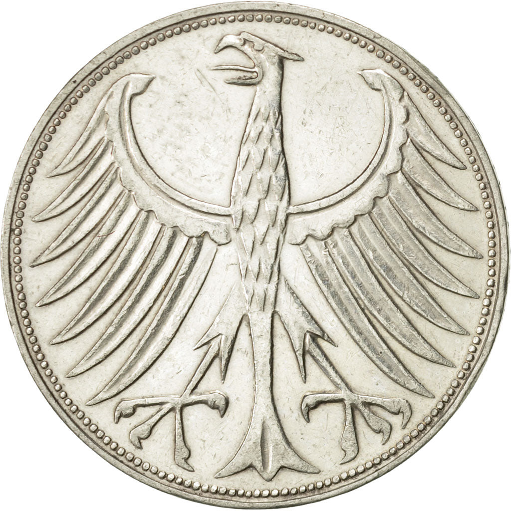 Münze, Bundesrepublik Deutschland, 5 Mark, 1969, Karlsruhe, VZ, Silber