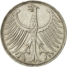 GERMANIA - REPUBBLICA FEDERALE, 5 Mark, 1963, Munich, BB+, Argento, KM:112.1