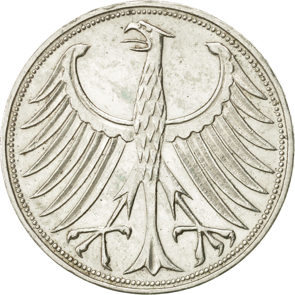 Coin, GERMANY - FEDERAL REPUBLIC, 5 Mark, 1951, Stuttgart, AU(50-53), Silver