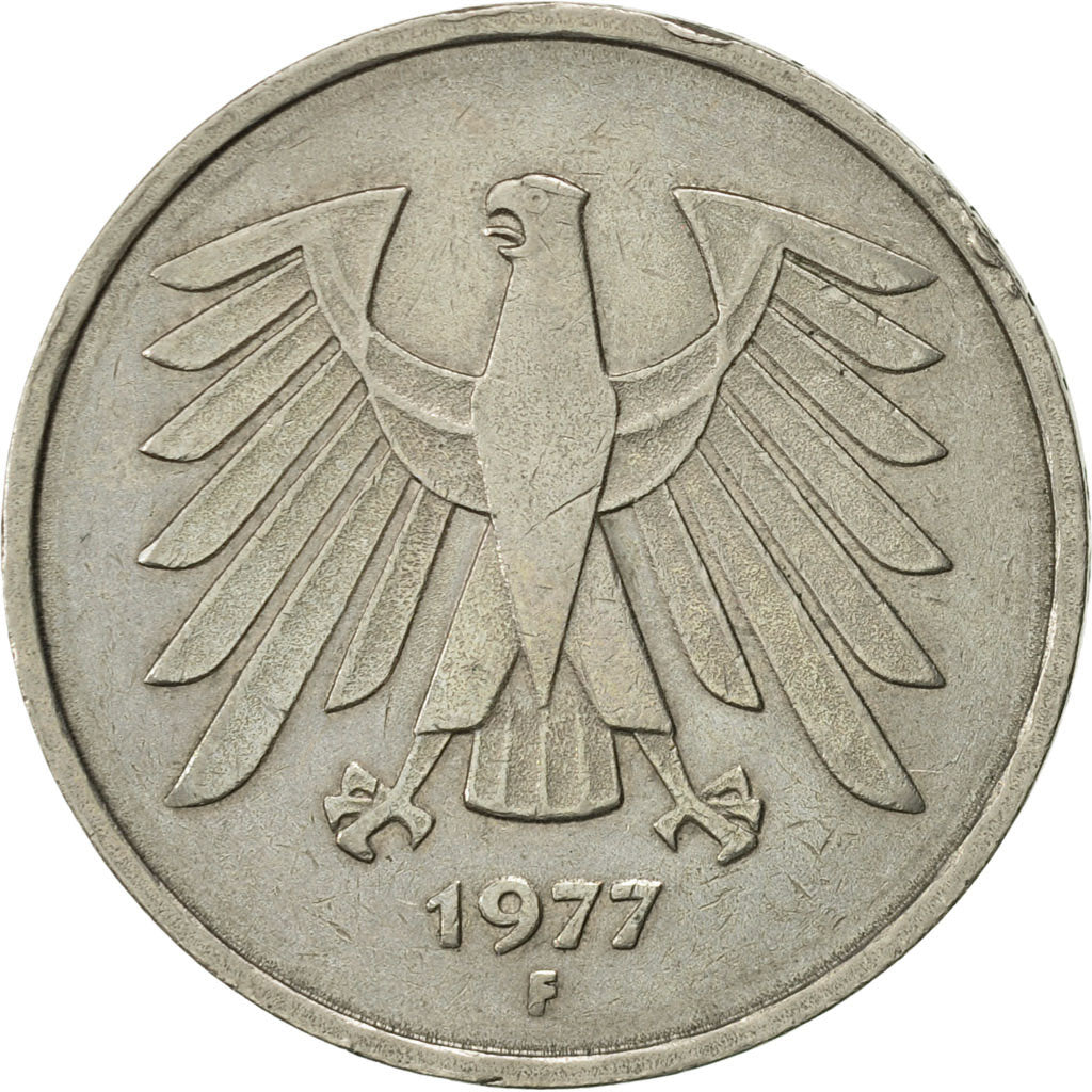 Coin, GERMANY - FEDERAL REPUBLIC, 5 Mark, 1977, Stuttgart, AU(50-53)