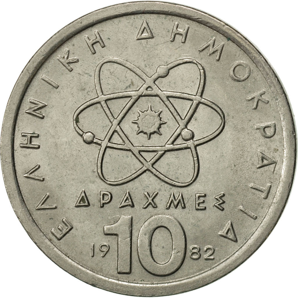 Coin, Greece, 10 Drachmes, 1982, AU(55-58), Copper-nickel, KM:132