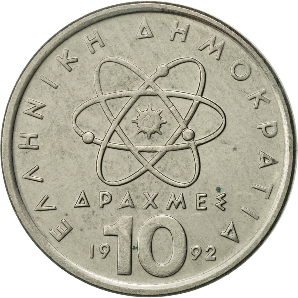 Coin, Greece, 10 Drachmes, 1992, AU(55-58), Copper-nickel, KM:132