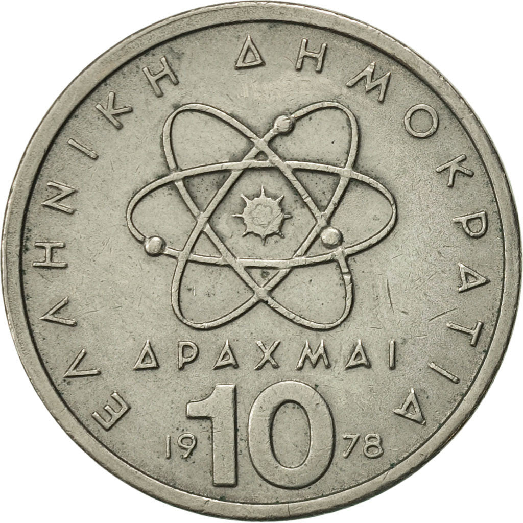 Coin, Greece, 10 Drachmai, 1978, AU(55-58), Copper-nickel, KM:119