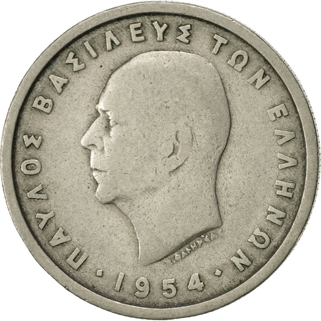 Coin, Greece, Paul I, 2 Drachmai, 1954, EF(40-45), Copper-nickel, KM:82