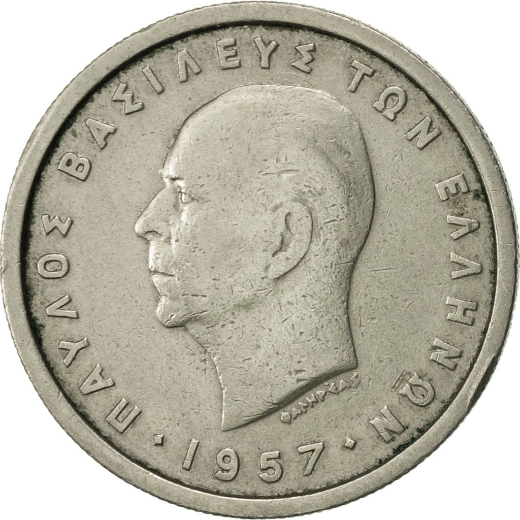 Moneta, Grecia, Paul I, 2 Drachmai, 1957, BB+, Rame-nichel, KM:82