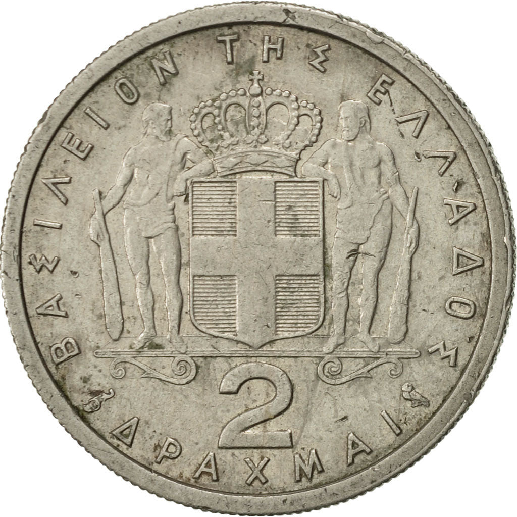 Greece, Paul I, 2 Drachmai, 1959, AU(50-53), Copper-nickel, KM:82