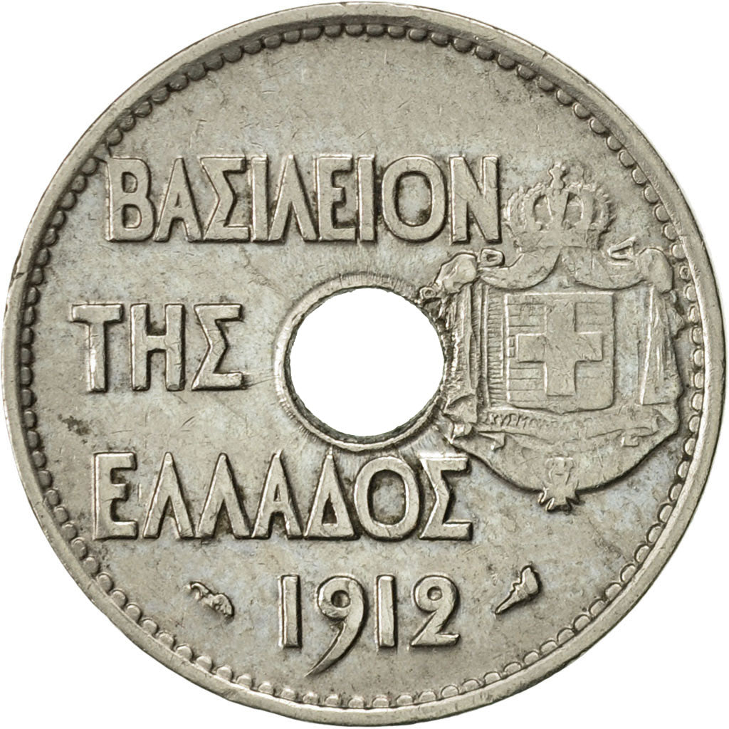 Coin, Greece, George I, 20 Lepta, 1912, AU(55-58), Nickel, KM:64
