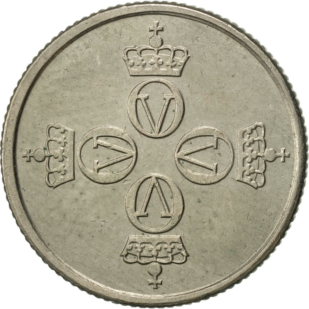 Coin, Norway, Olav V, 25 Öre, 1976, AU(50-53), Copper-nickel, KM:417