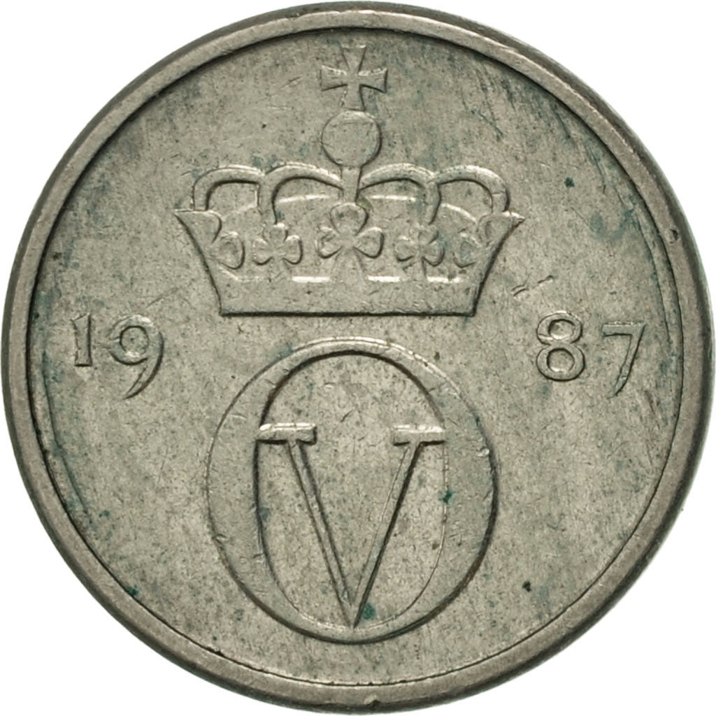 Norway, Olav V, 10 Öre, 1987, AU(50-53), Copper-nickel, KM:416
