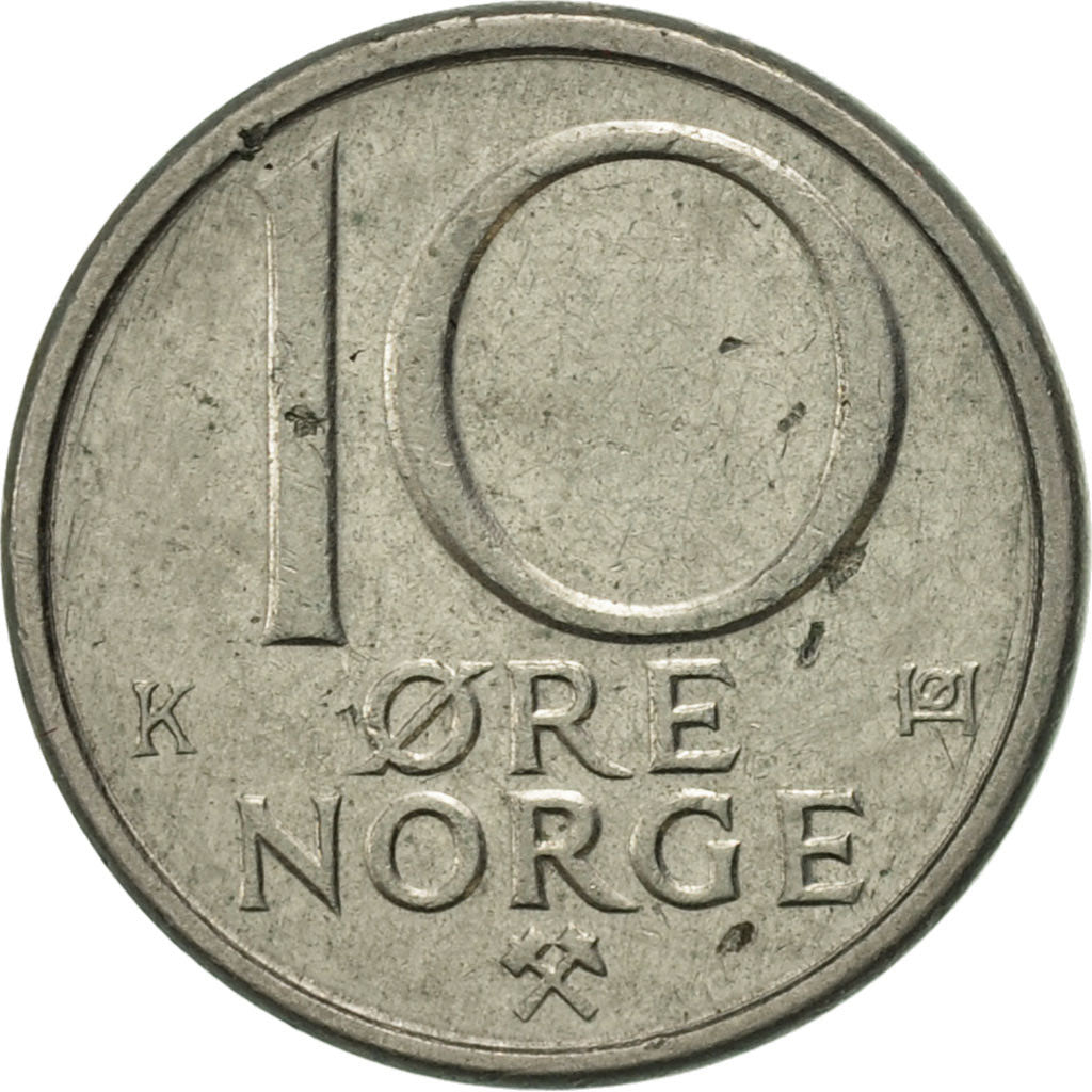 Norway, Olav V, 10 Öre, 1987, AU(50-53), Copper-nickel, KM:416