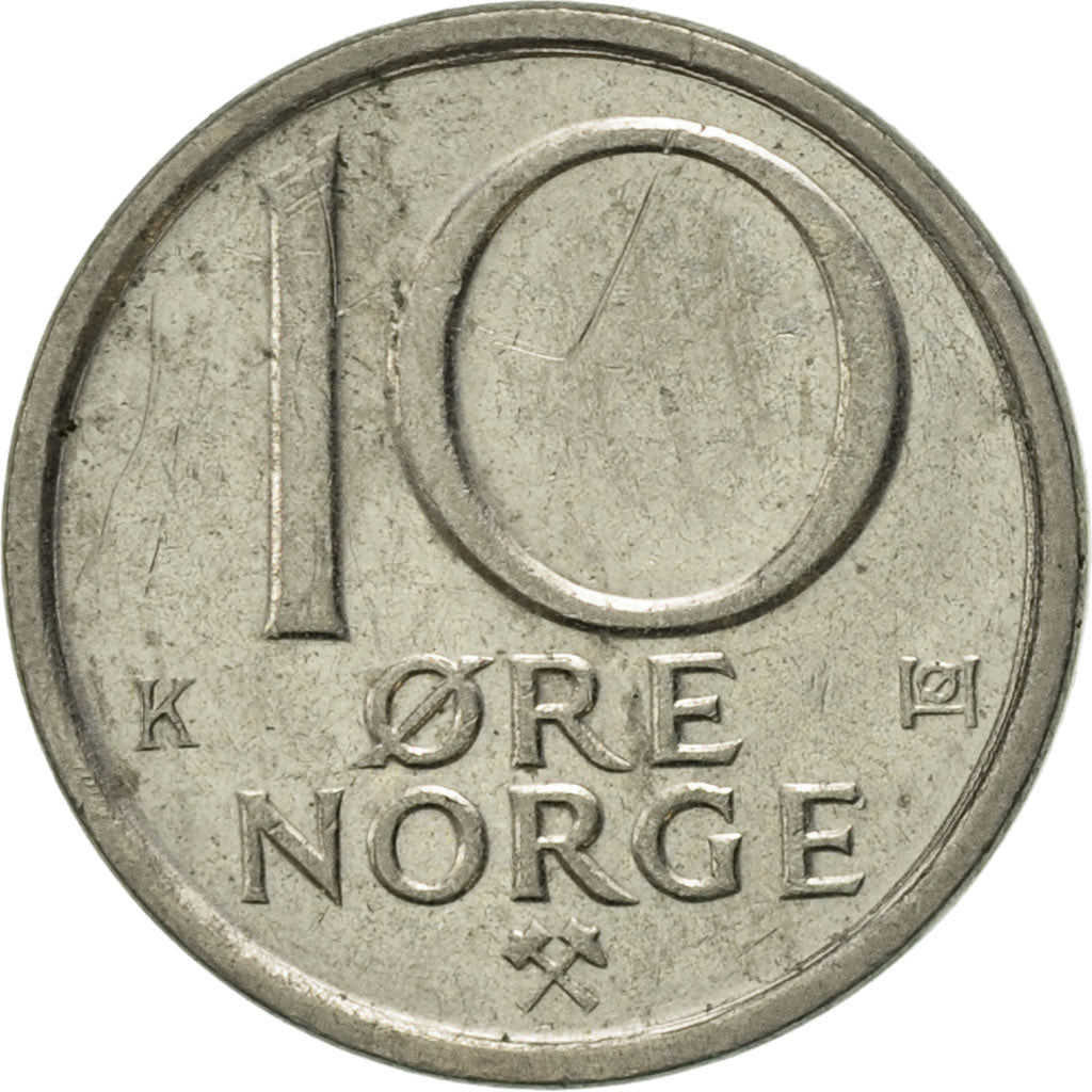 Coin, Norway, Olav V, 10 Öre, 1984, AU(50-53), Copper-nickel, KM:416