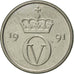 Moneta, Norvegia, Olav V, 10 Öre, 1991, BB+, Rame-nichel, KM:416