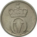 Moneta, Norvegia, Olav V, 10 Öre, 1961, BB+, Rame-nichel, KM:411
