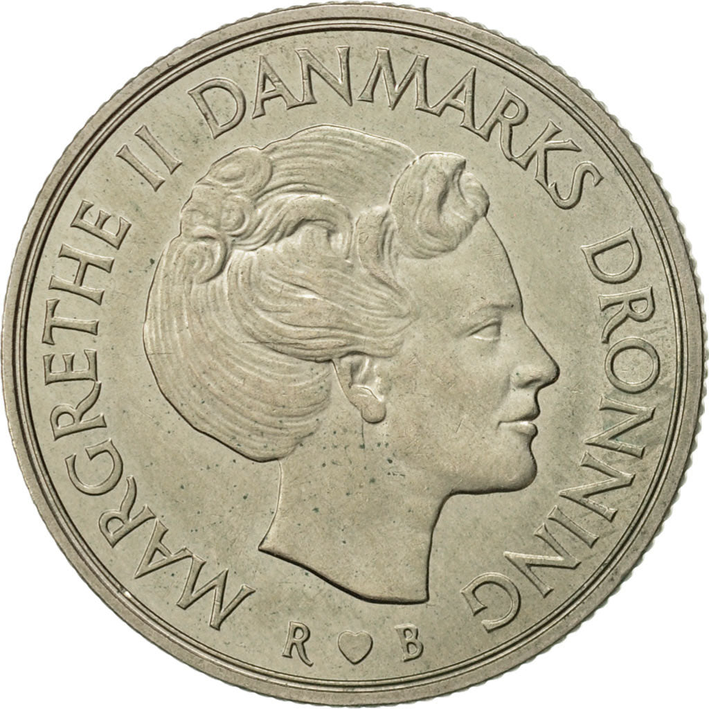 Coin, Denmark, Margrethe II, Krone, 1986, Copenhagen, AU(50-53), Copper-nickel