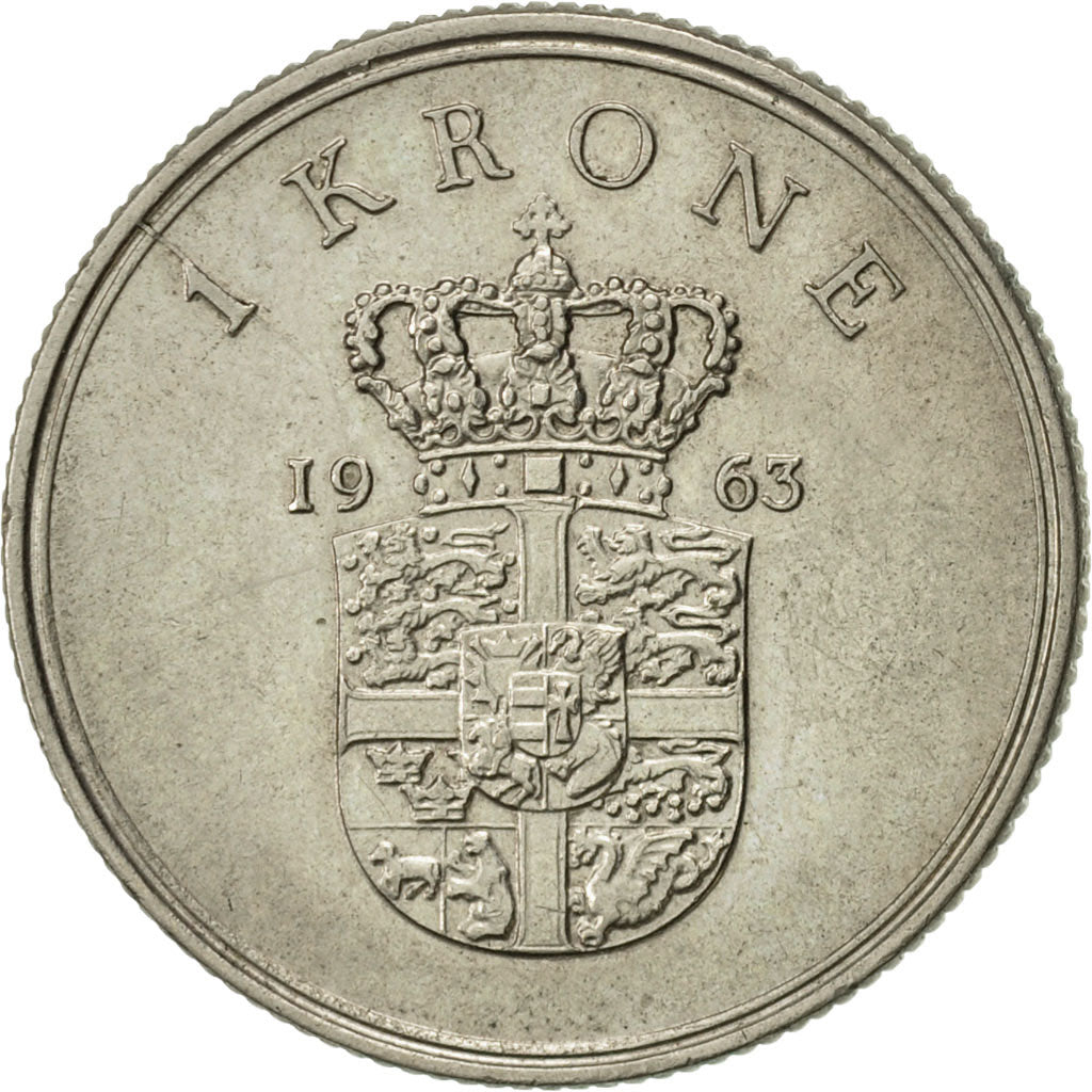 Monnaie, Danemark, Frederik IX, Krone, 1963, Copenhagen, TTB+, Copper-nickel