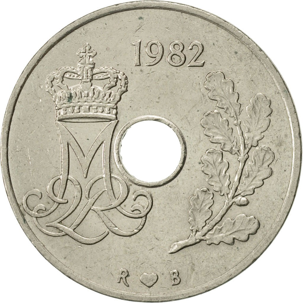 Coin, Denmark, Margrethe II, 25 Öre, 1982, Copenhagen, AU(50-53)