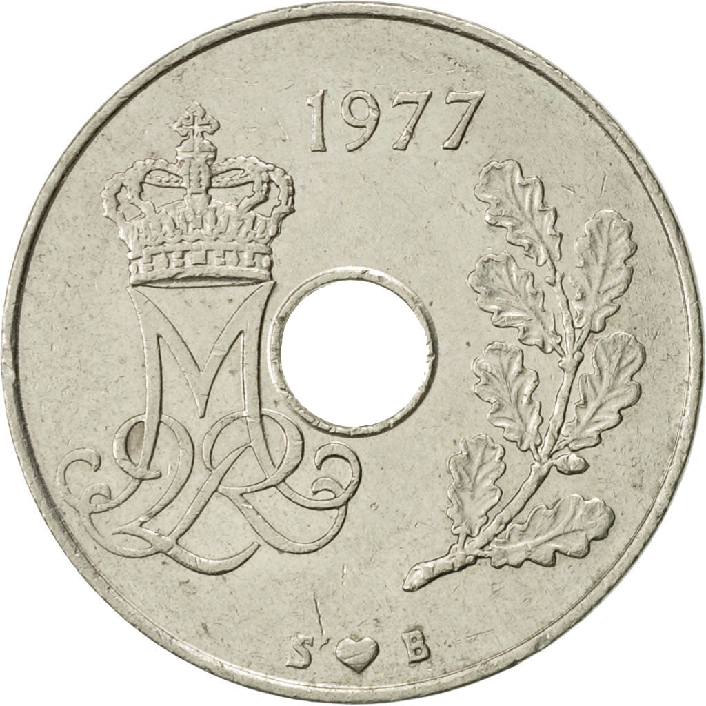 Coin, Denmark, Margrethe II, 25 Öre, 1977, Copenhagen, AU(50-53)