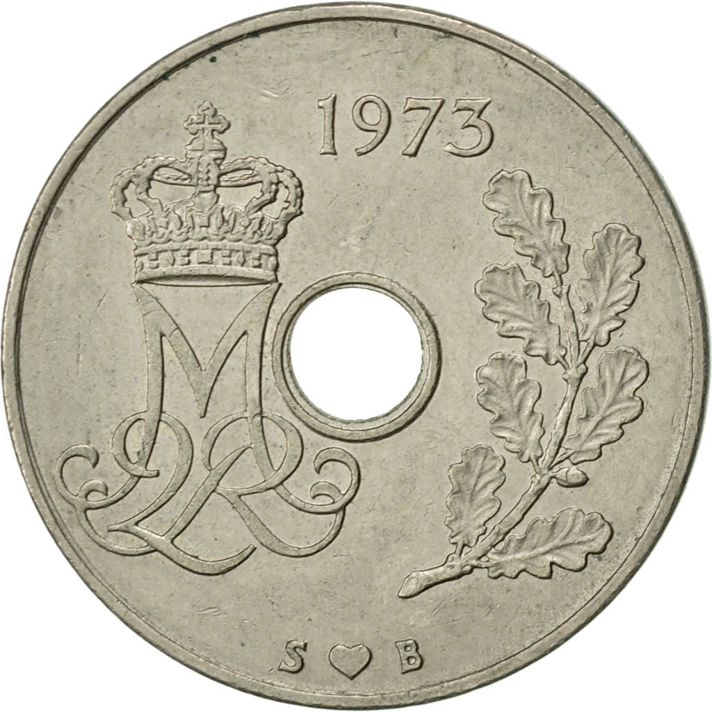 Coin, Denmark, Margrethe II, 25 Öre, 1973, Copenhagen, AU(50-53)