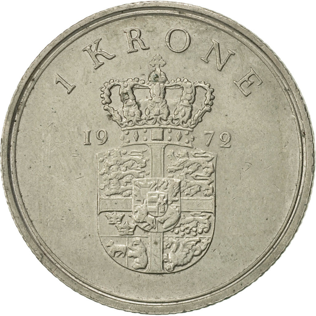 Coin, Denmark, Frederik IX, Krone, 1972, Copenhagen, AU(50-53), Copper-nickel