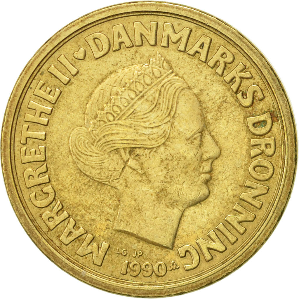 Coin, Denmark, Margrethe II, 10 Kroner, 1990, Copenhagen, AU(50-53)
