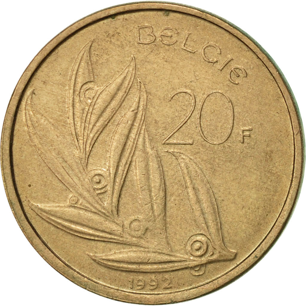 Moneda, Bélgica, 20 Francs, 20 Frank, 1992, MBC, Níquel - bronce, KM:160