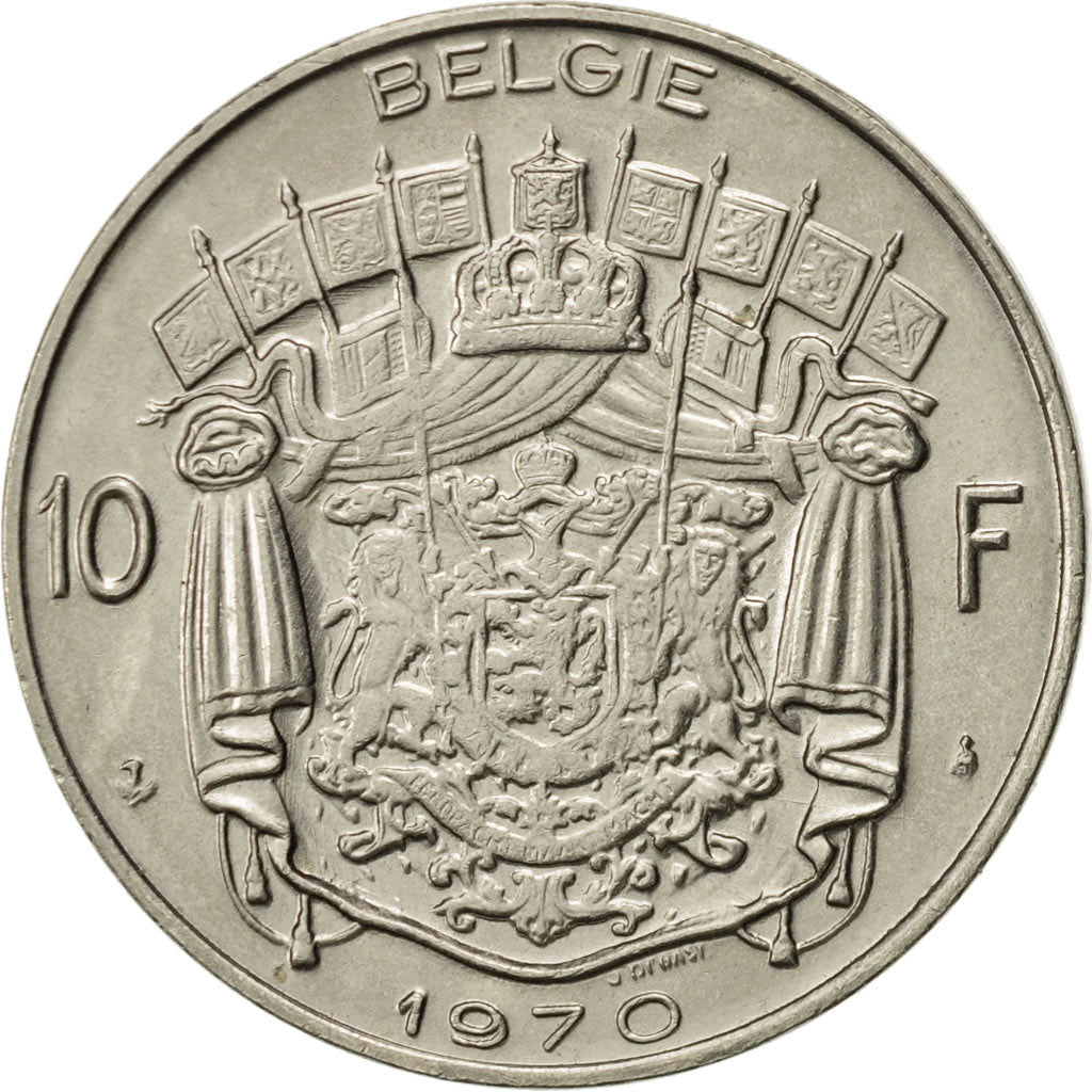 Belgium, 10 Francs, 10 Frank, 1970, Brussels, AU(55-58), Nickel, KM:156.1