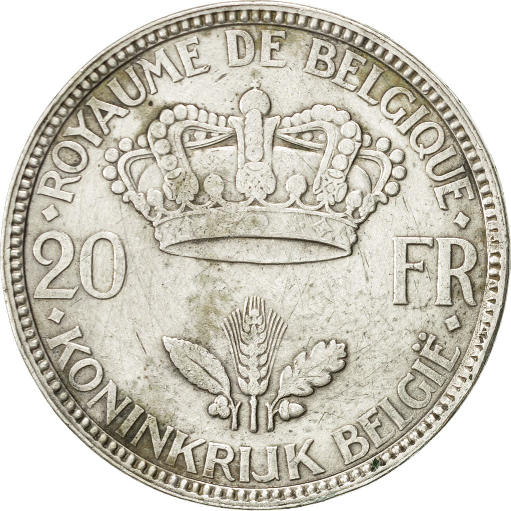 Coin, Belgium, 20 Francs, 20 Frank, 1935, AU(50-53), Silver, KM:105