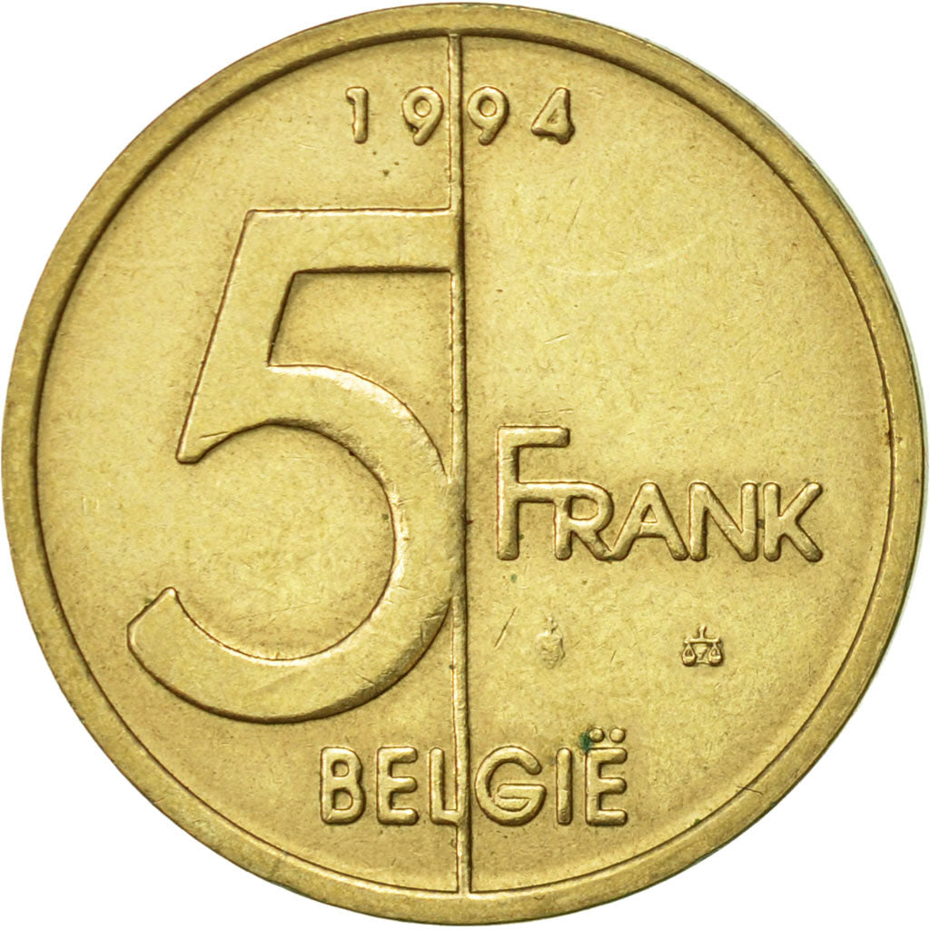 Belgium, Albert II, 5 Francs, 5 Frank, 1994, Brussels, AU(50-53)