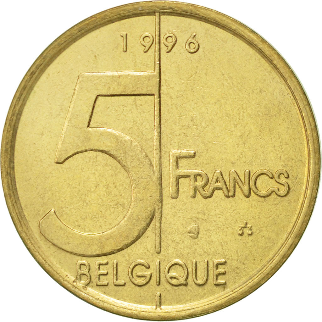 Belgium, Albert II, 5 Francs, 5 Frank, 1996, Brussels, AU(50-53)