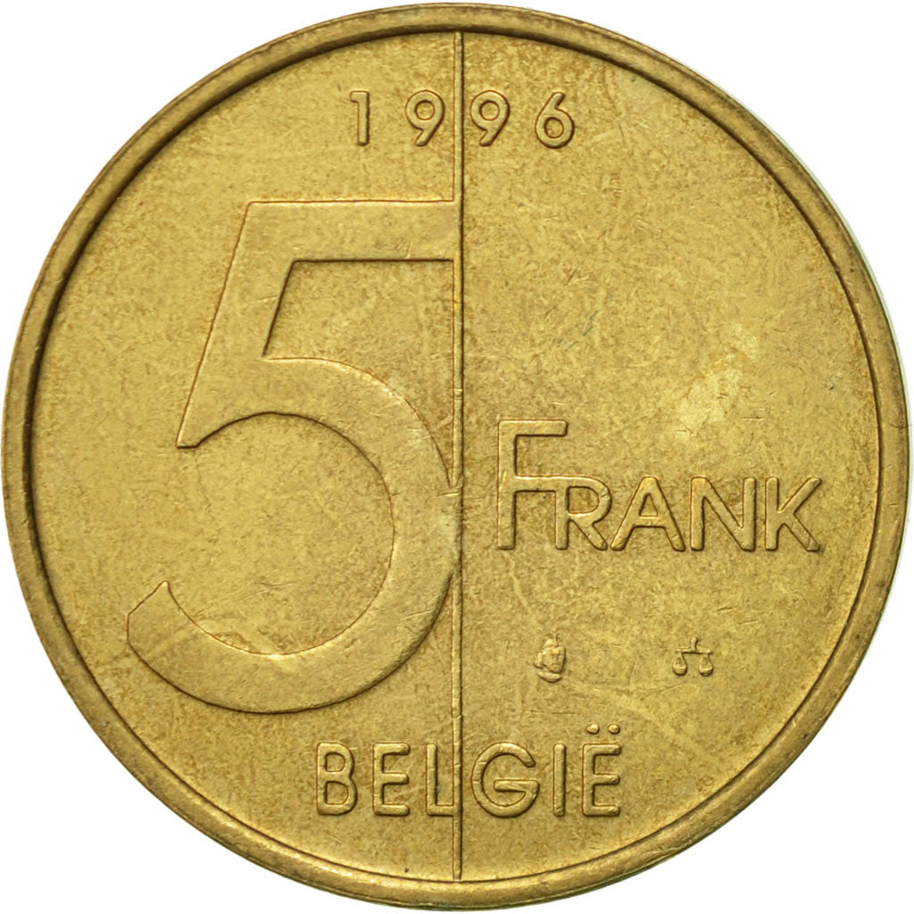 Belgium, Albert II, 5 Francs, 5 Frank, 1996, Brussels, AU(50-53)