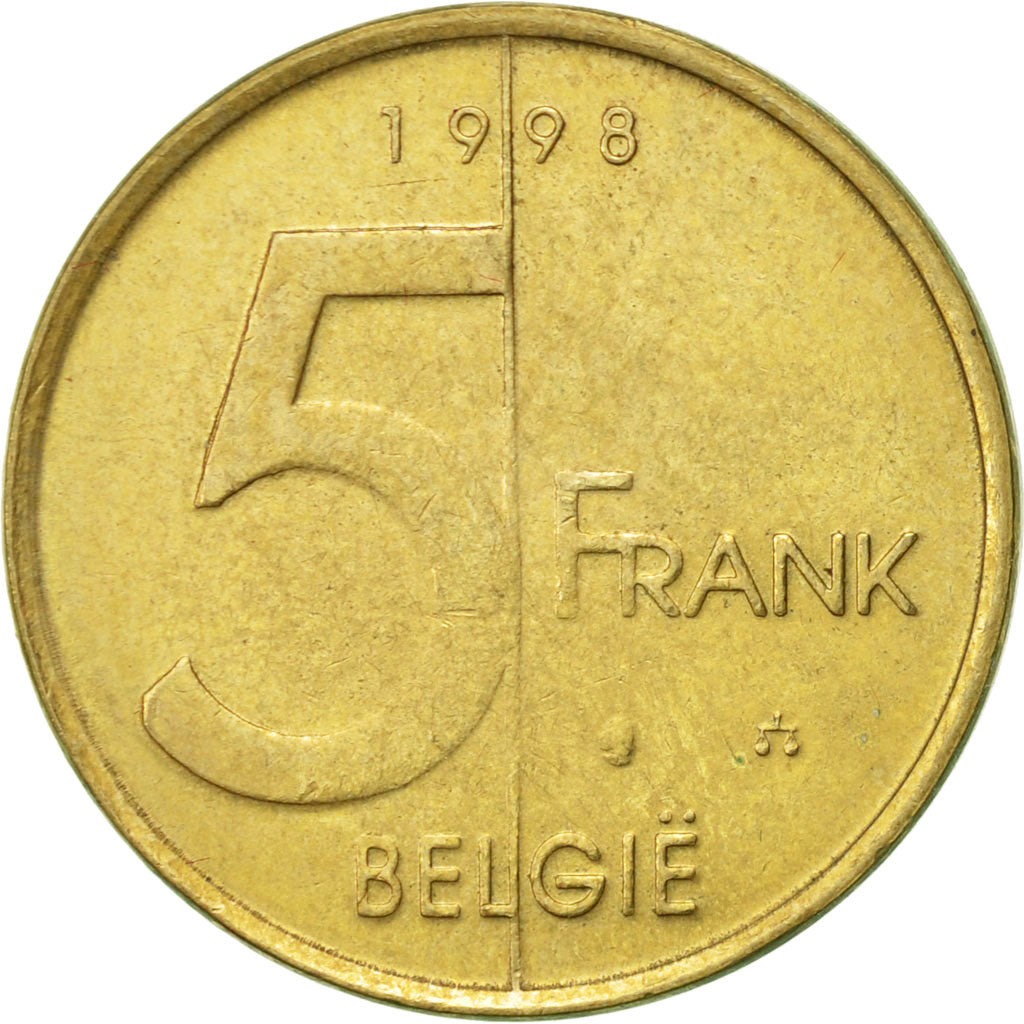Belgium, Albert II, 5 Francs, 5 Frank, 1998, Brussels, AU(50-53)