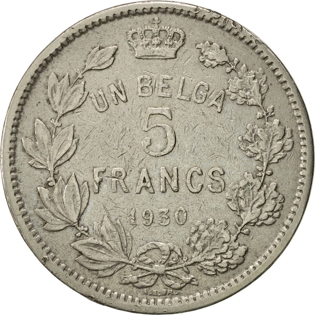 Coin, Belgium, 5 Francs, 5 Frank, 1930, AU(50-53), Nickel, KM:97.1
