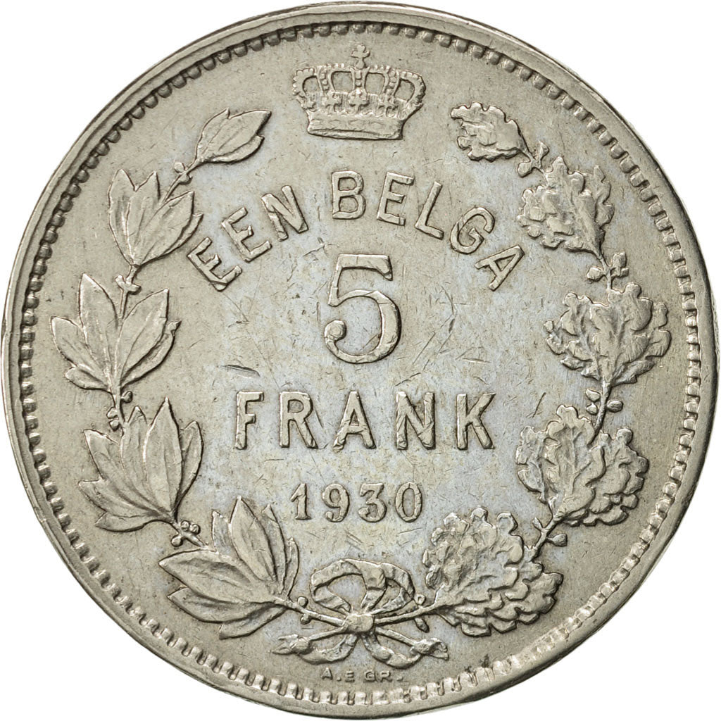 Coin, Belgium, 5 Francs, 5 Frank, 1930, AU(50-53), Nickel, KM:98