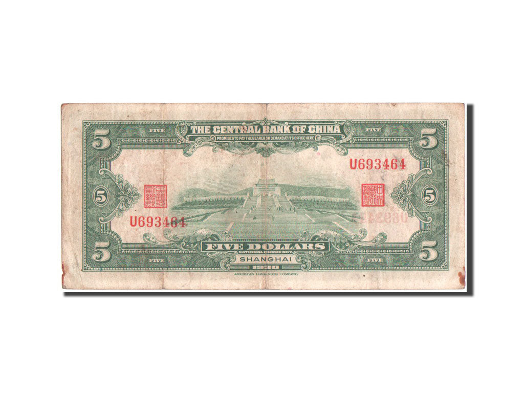 Billete, 5 Dollars, 1930, China, BC+