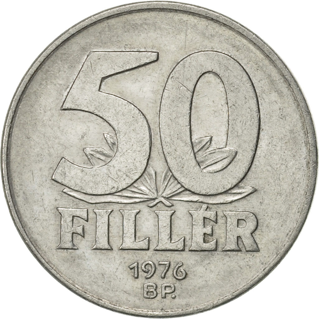 Coin, Hungary, 50 Fillér, 1976, Budapest, AU(55-58), Aluminum, KM:574