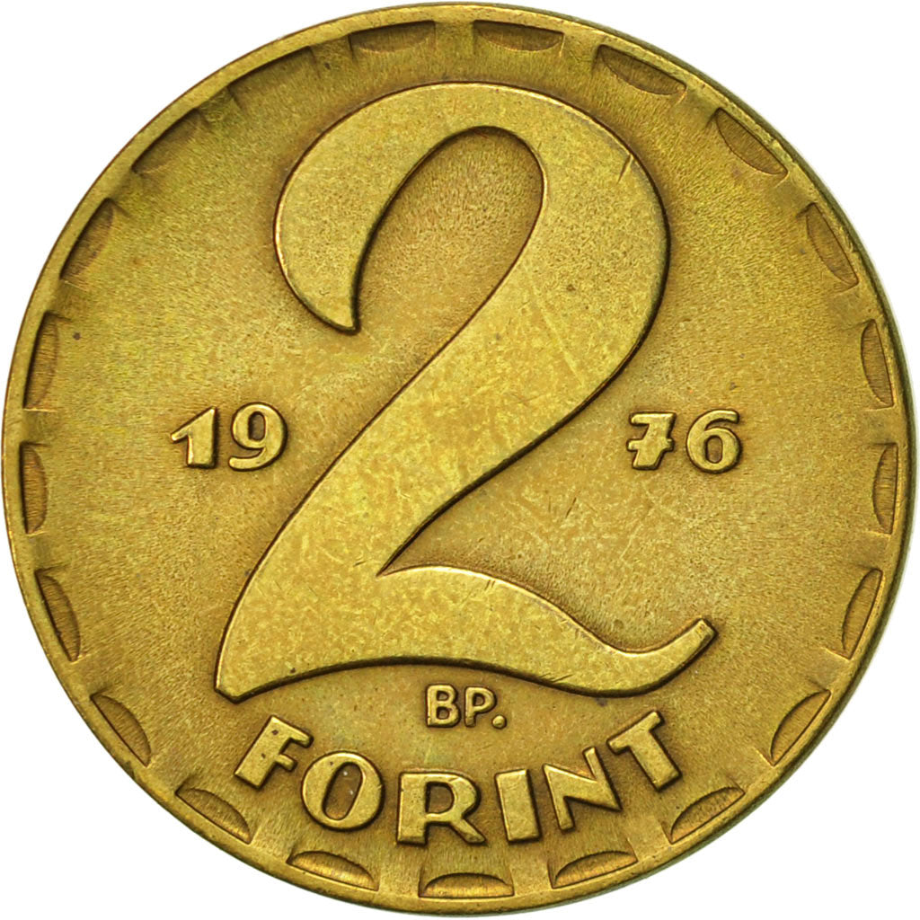 Coin, Hungary, 2 Forint, 1976, Budapest, EF(40-45), Brass, KM:591