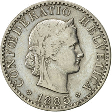 Coin, Switzerland, 20 Rappen, 1885, Bern, EF(40-45), Nickel, KM:29