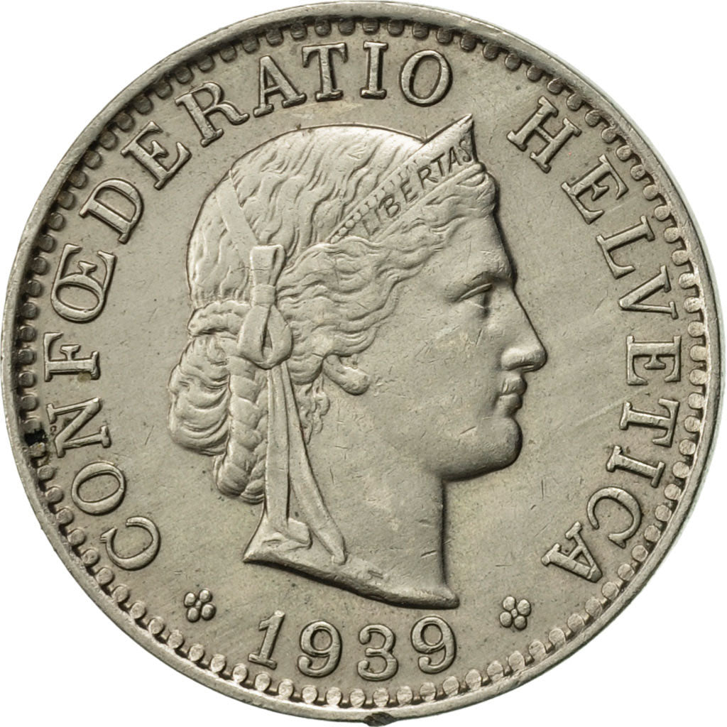 Moneta, Svizzera, 20 Rappen, 1939, Bern, SPL-, Rame-nichel, KM:29a
