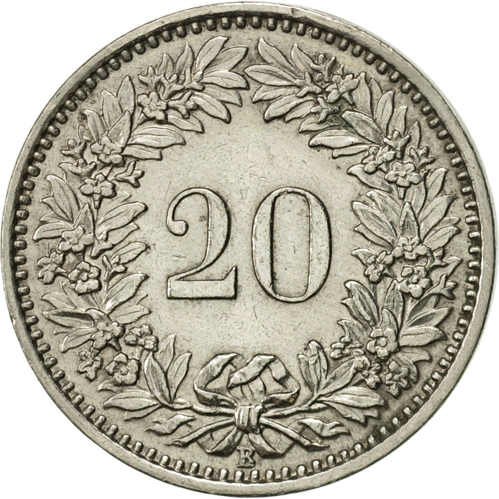 Coin, Switzerland, 20 Rappen, 1956, Bern, AU(55-58), Copper-nickel, KM:29a