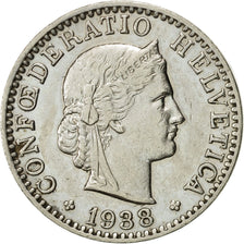 Coin, Switzerland, 20 Rappen, 1938, Bern, AU(50-53), Nickel, KM:29
