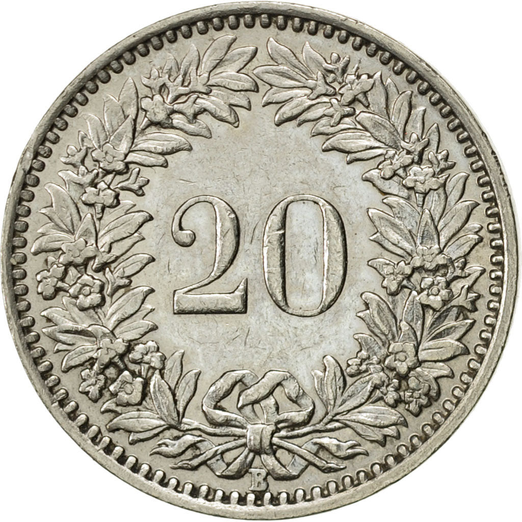 Coin, Switzerland, 20 Rappen, 1938, Bern, AU(50-53), Nickel, KM:29