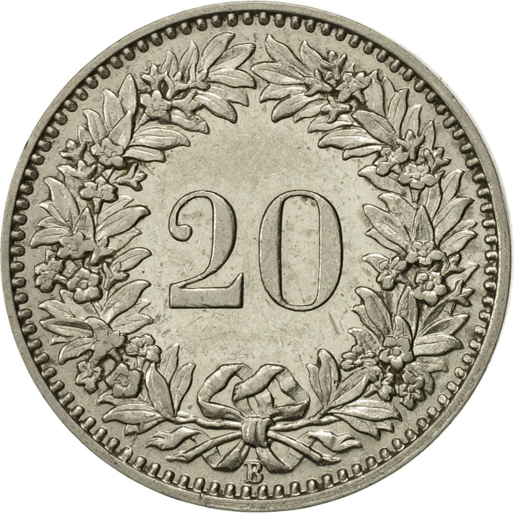Coin, Switzerland, 20 Rappen, 1931, Bern, AU(50-53), Nickel, KM:29