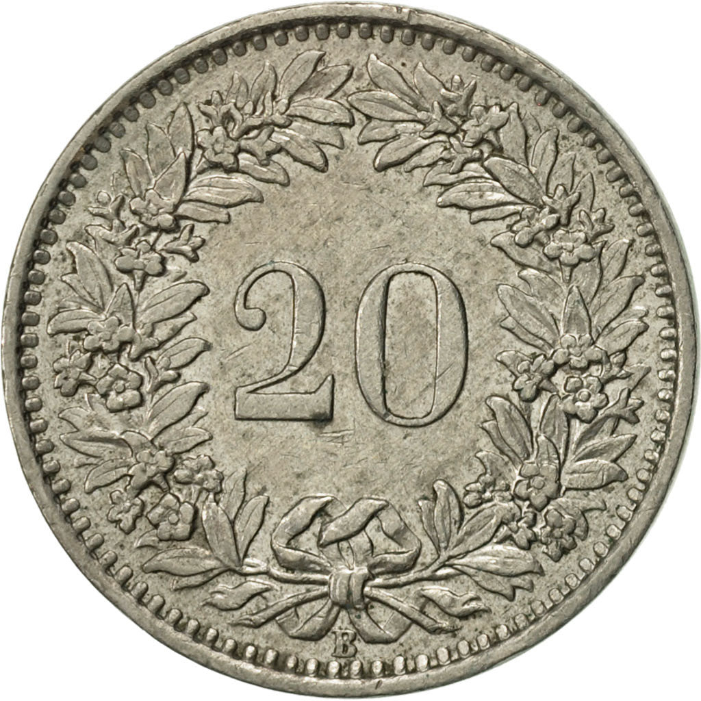Coin, Switzerland, 20 Rappen, 1960, Bern, AU(55-58), Copper-nickel, KM:29a