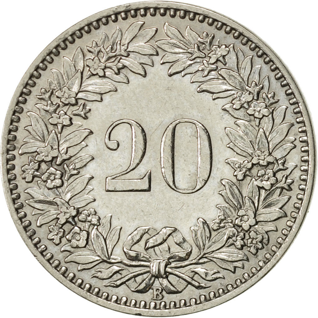 Coin, Switzerland, 20 Rappen, 1925, Bern, AU(50-53), Nickel, KM:29