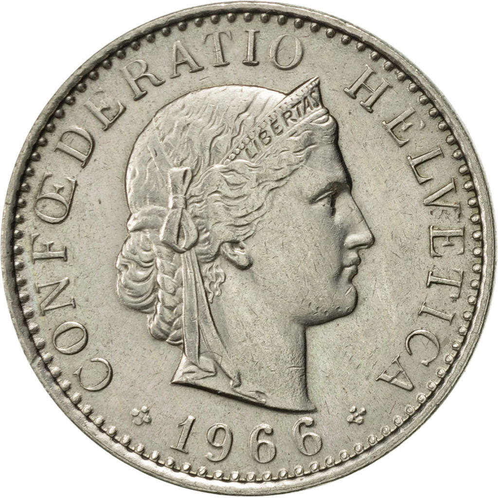 Coin, Switzerland, 20 Rappen, 1966, Bern, AU(55-58), Copper-nickel, KM:29a