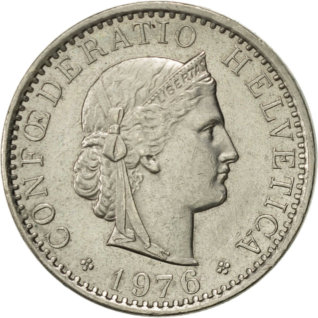 Coin, Switzerland, 20 Rappen, 1976, Bern, AU(55-58), Copper-nickel, KM:29a