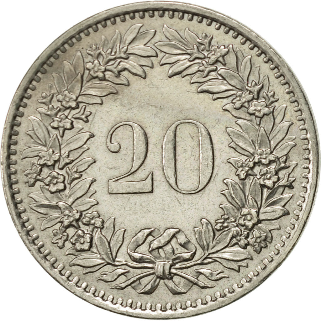 Coin, Switzerland, 20 Rappen, 1976, Bern, AU(55-58), Copper-nickel, KM:29a