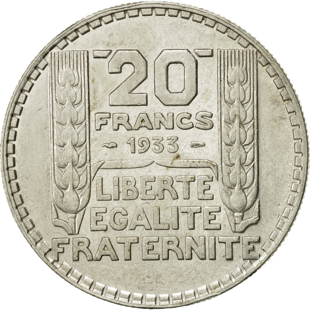 Munten, Frankrijk, Turin, 20 Francs, 1933, Paris, ZF+, Zilver, KM:879